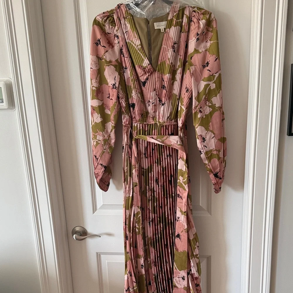 Floral Pink and Green Women's Dress - Picture 1 of 2
